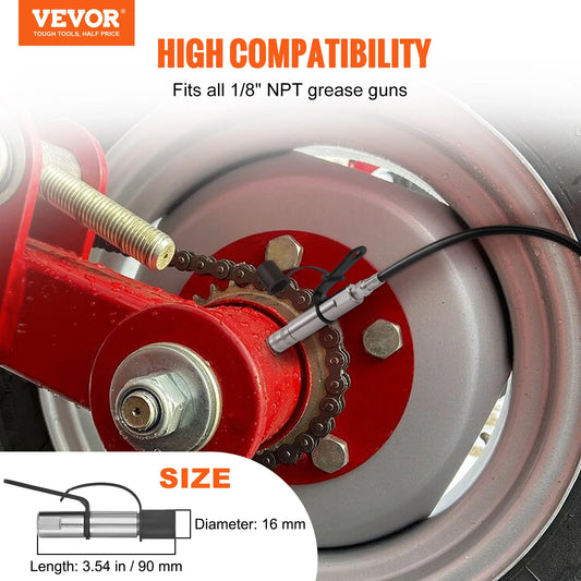 VEVOR Grease Gun Coupler 10000PSI NPTI/8 Oil Pump Quick Release Grease Tool Car Syringe Lubricant Tip Grease Nozzle for Repair