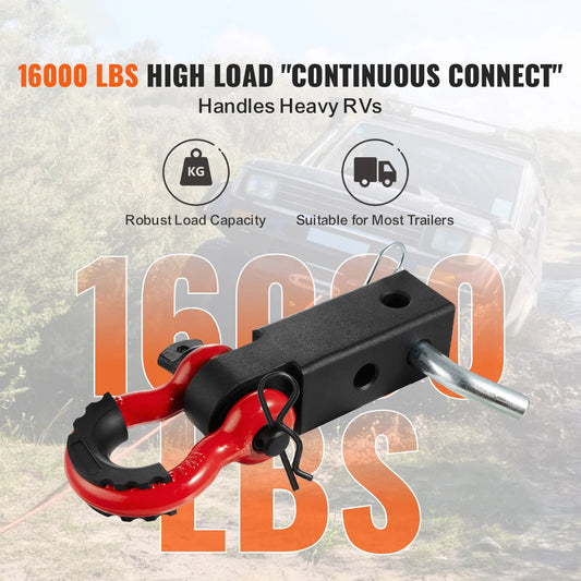 Vevor 2in D-Ring Shackle Hitch Receiver with Trailer Hitch Lock Pin Towing Accessories for Trucks Off-Road Vehicle Recovery