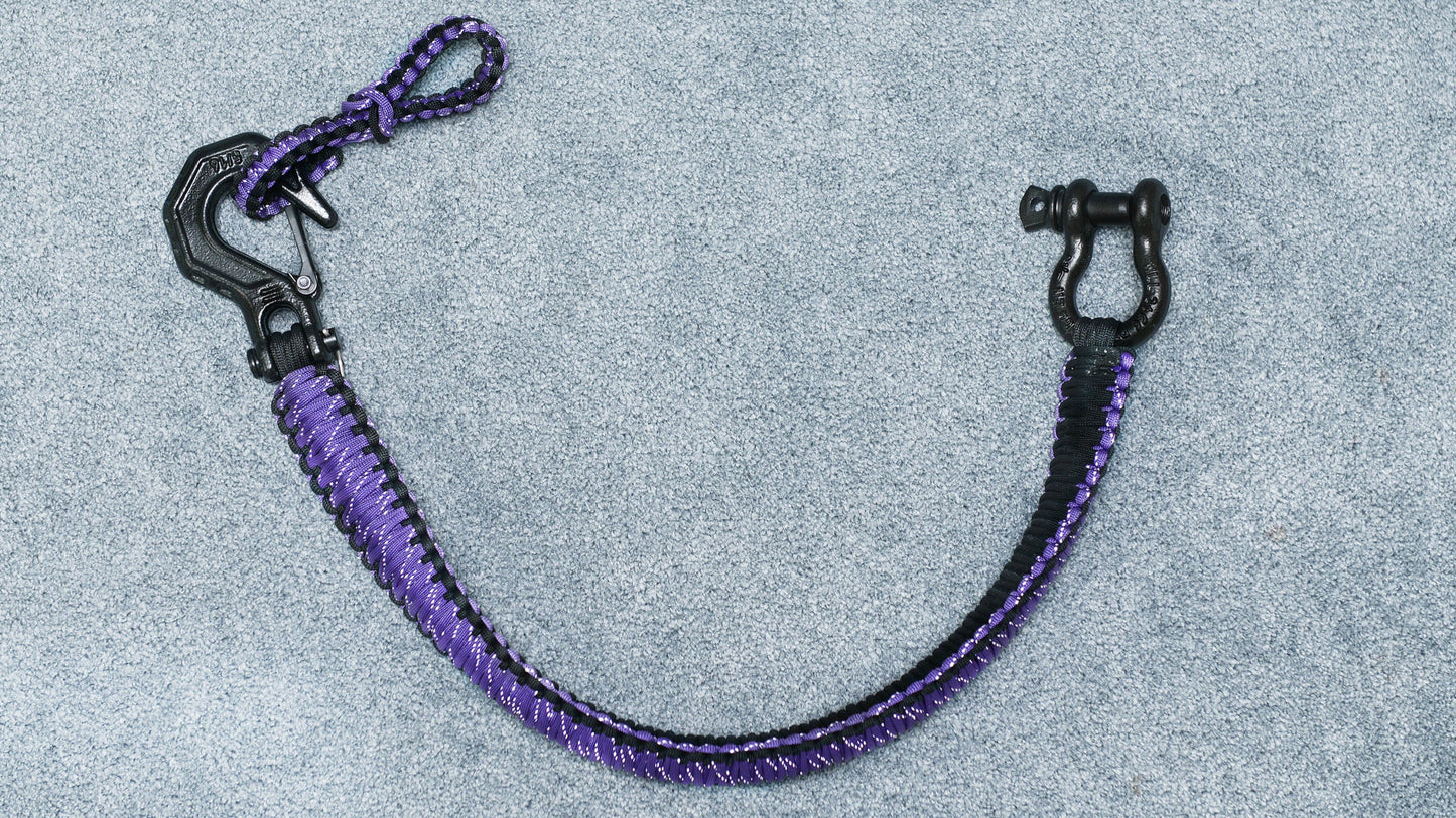Paracord ATV recovery strap 2,5" Reflective Purple