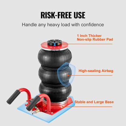 SucceBuy Triple Bag Air Jack 3 Ton (6600 lbs) Capacity Portable Pneumatic Car Jacks Heavy Duty & Quick Lifting for Garage Repair