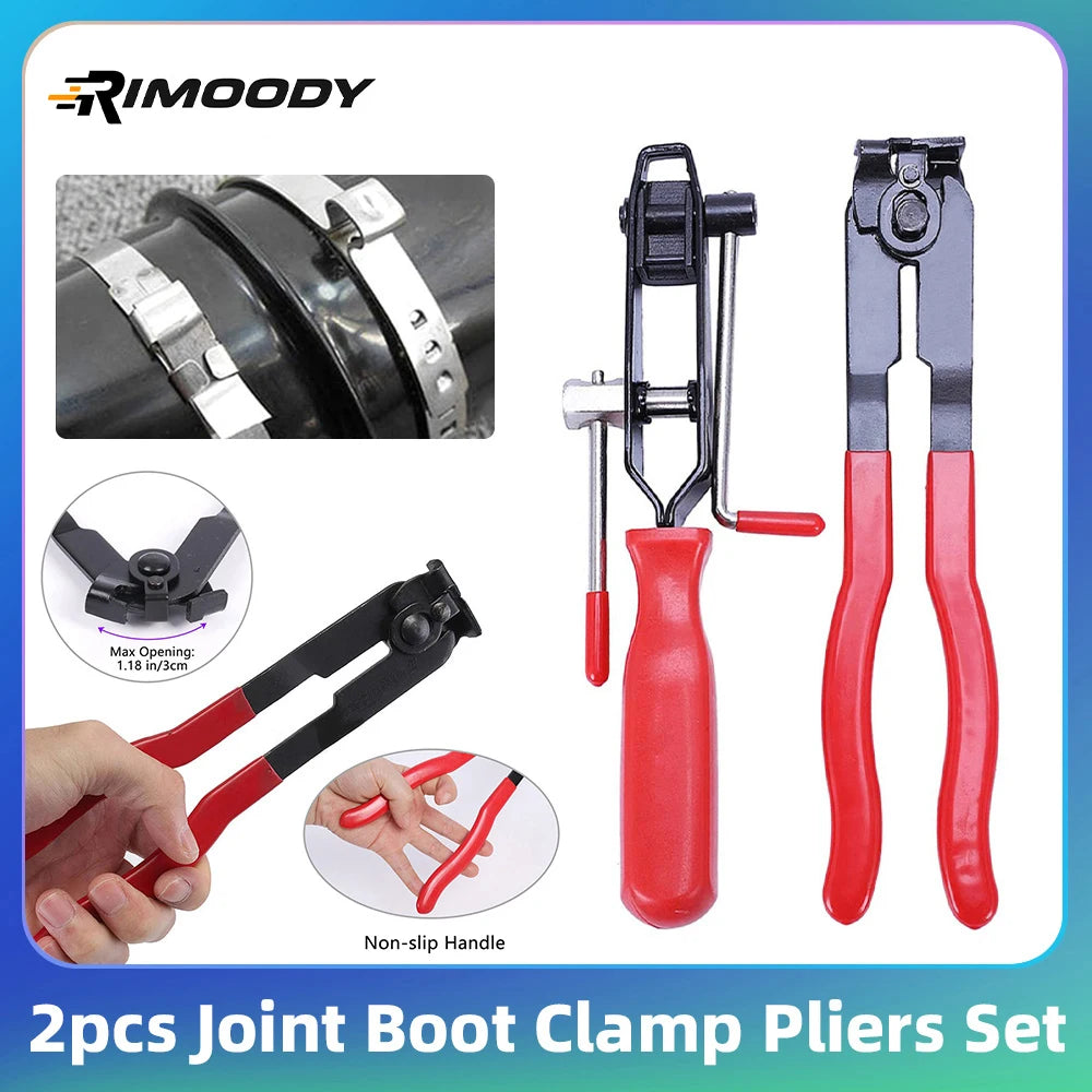 Rimoody Car Banding Tool Kit 2pcs Joint Boot Clamp Pliers Set Hose Band Cut-off Pliers Car Banding Tool Kit With Cutter Ear Boot