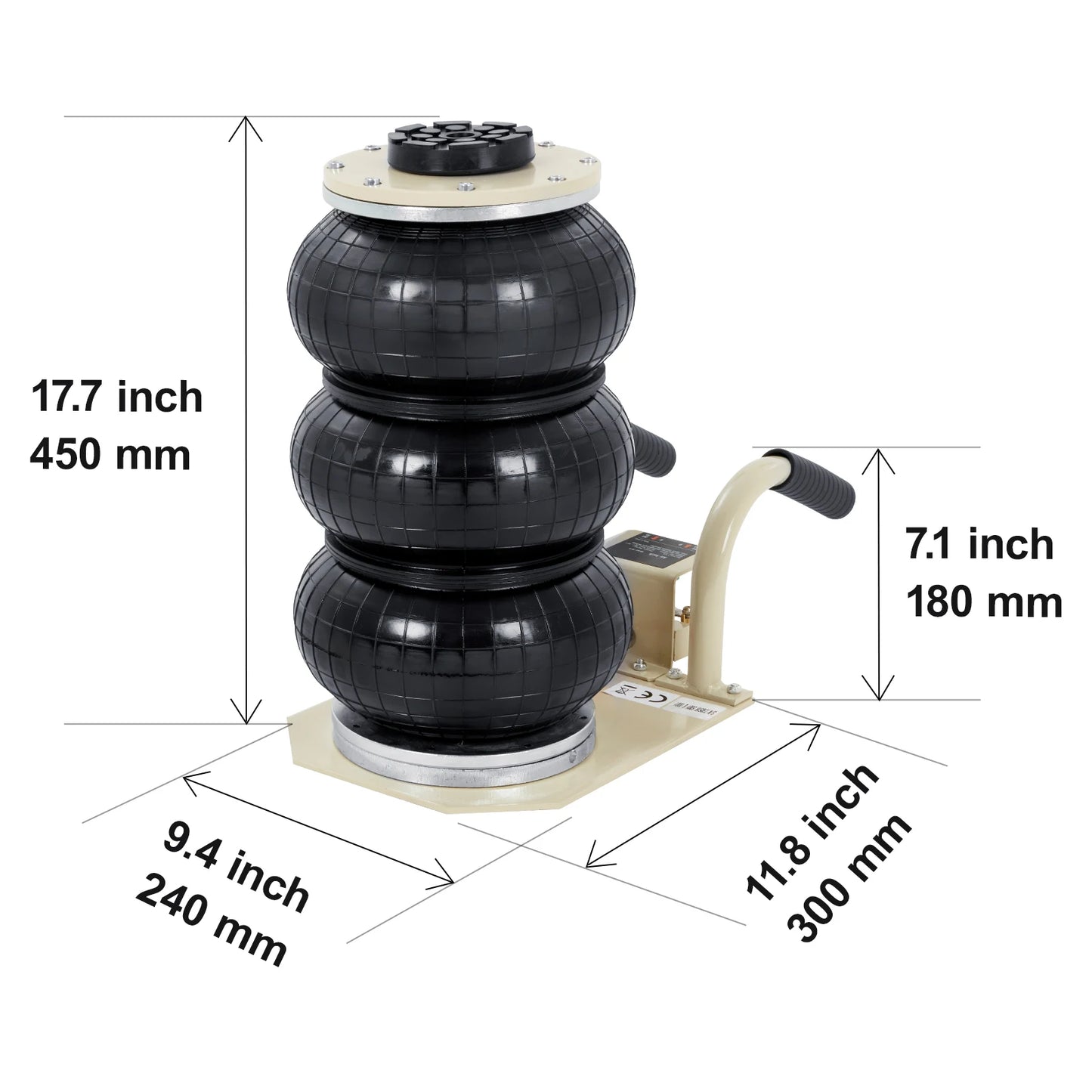 SucceBuy Triple Bag Air Jack 3 Ton (6600 lbs) Capacity Portable Pneumatic Car Jacks Heavy Duty & Quick Lifting for Garage Repair