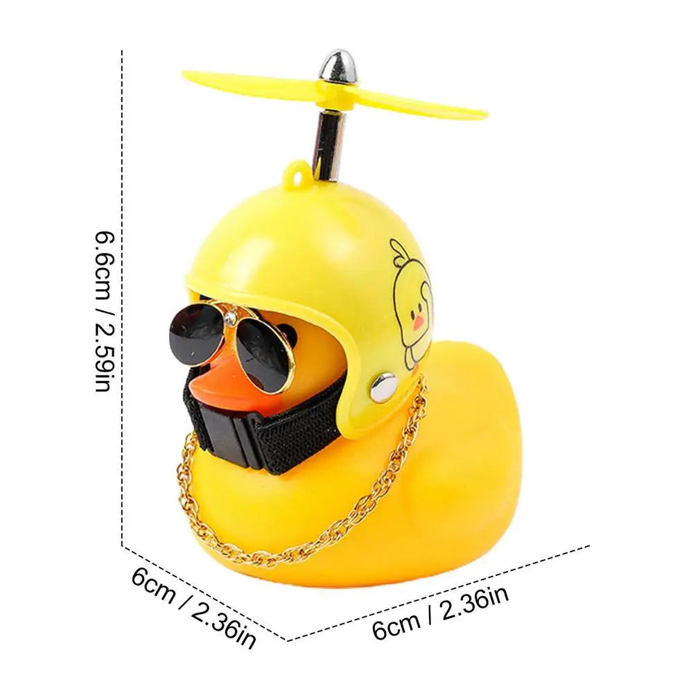 Motorcycle Handlebar Duck Decoration With Propeller Helmet And Light Broken Wind Yellow Duck Cycling Ornament Riding Accesories