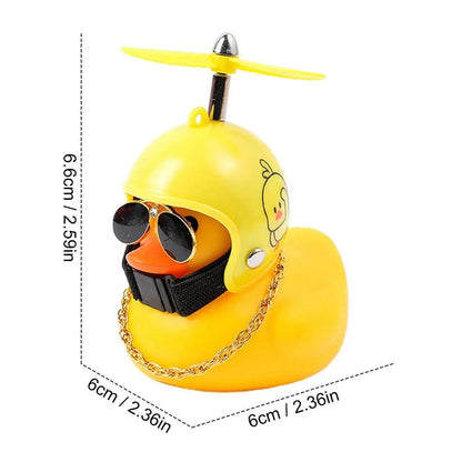 Motorcycle Handlebar Duck Decoration With Propeller Helmet And Light Broken Wind Yellow Duck Cycling Ornament Riding Accesories