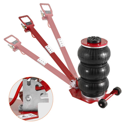 Vevor Pneumatic Jack 3 Ton/5 Ton Triple Bag Air Jack Quick Lift Heavy Duty Car Repair Jacks Folding Rod Jacks with Two Wheels