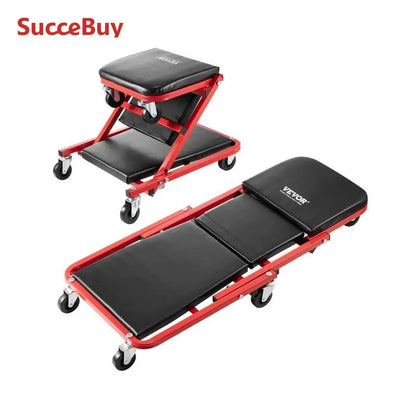 SucceBuy Foldable Z Garage Creeper, 36/40 in Rolling Folding Mechanic Creeper Stool with 6 Wheels Padded Seat for Garage Shop