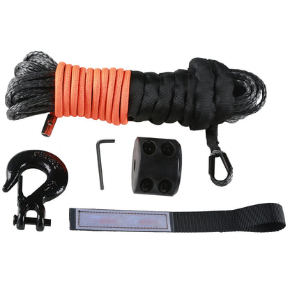Vevor 8350/10000 lbs Synthetic Winch Rope 50ft Line String Cable Rope with Forged Winch Hook for ATV Car Outdoor Accessories