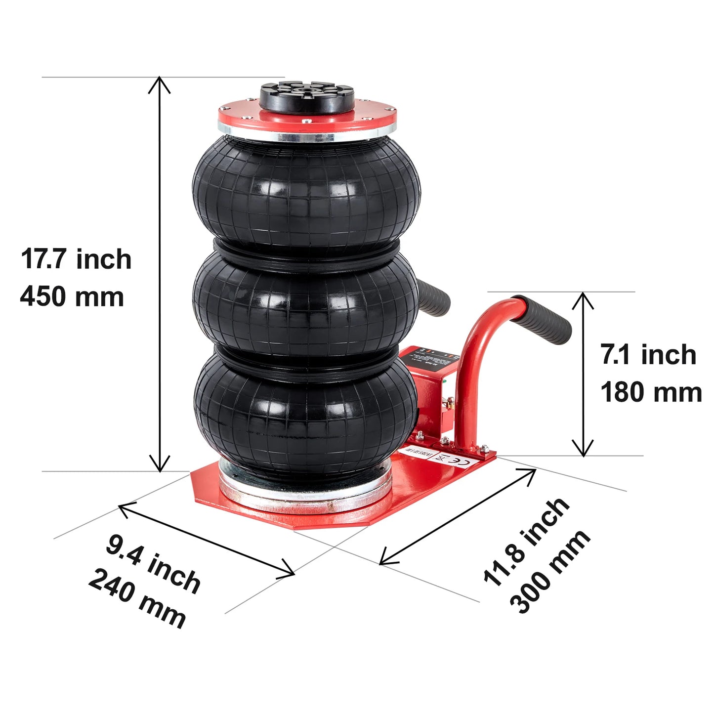 SucceBuy Triple Bag Air Jack 3 Ton (6600 lbs) Capacity Portable Pneumatic Car Jacks Heavy Duty & Quick Lifting for Garage Repair