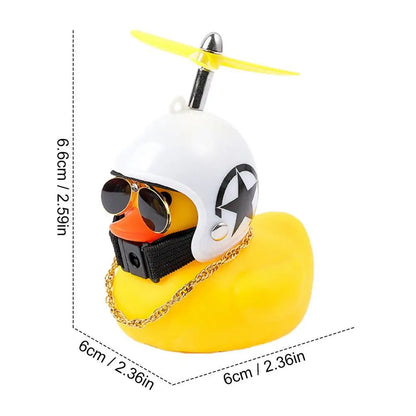 Motorcycle Handlebar Duck Decoration With Propeller Helmet And Light Broken Wind Yellow Duck Cycling Ornament Riding Accesories
