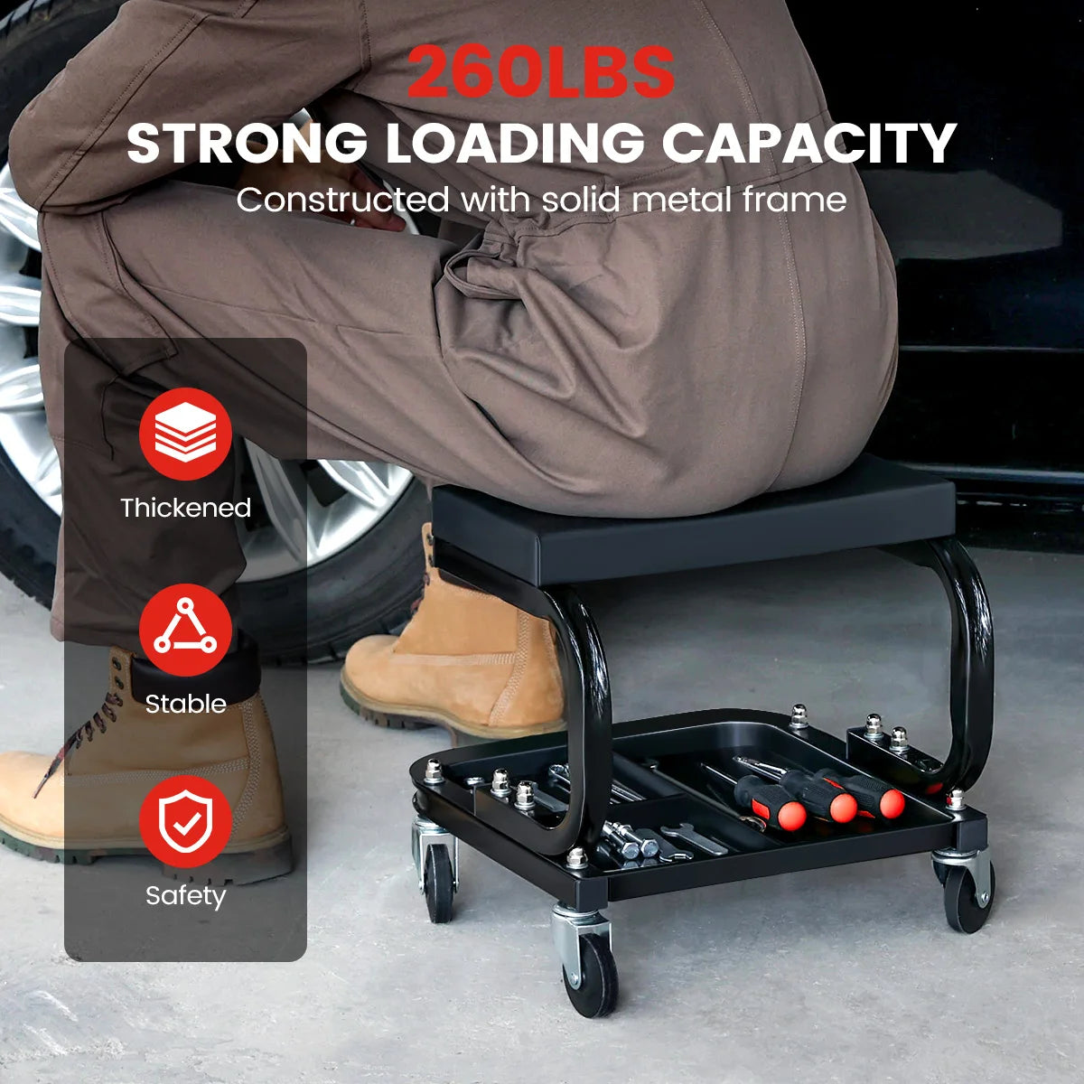 120kg Load Car Repair Bed Auto Maintenance Work Bench Chair Auto Workshop Bench Wheels Roller Car Creeper Seat Roller Seat