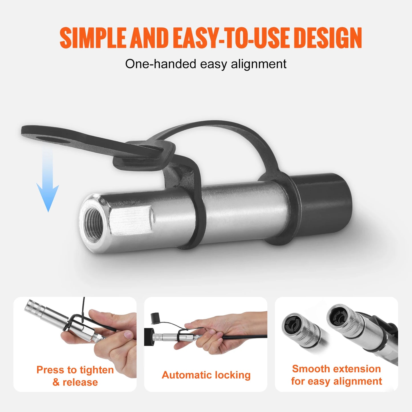 VEVOR Grease Gun Coupler 10000PSI NPTI/8 Oil Pump Quick Release Grease Tool Car Syringe Lubricant Tip Grease Nozzle for Repair