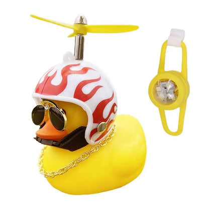 Motorcycle Handlebar Duck Decoration With Propeller Helmet And Light Broken Wind Yellow Duck Cycling Ornament Riding Accesories