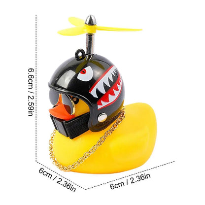 Motorcycle Handlebar Duck Decoration With Propeller Helmet And Light Broken Wind Yellow Duck Cycling Ornament Riding Accesories