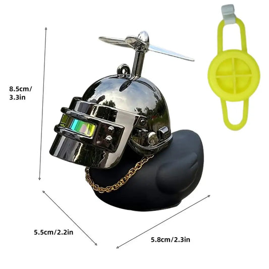Little Black Duck With Helmet Propeller Bicycle Bell Bike Motorcycle Handlebar Duck ScooterMTB Universal Black Duck Bike Decor