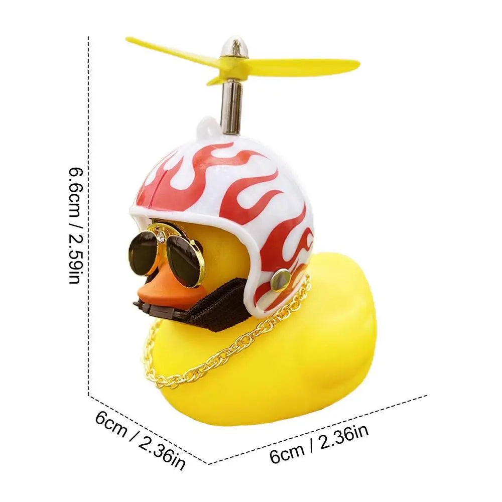 Motorcycle Handlebar Duck Decoration With Propeller Helmet And Light Broken Wind Yellow Duck Cycling Ornament Riding Accesories