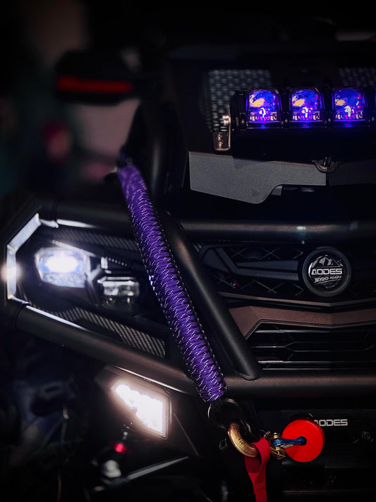 Paracord ATV recovery strap 2,5" Reflective Purple